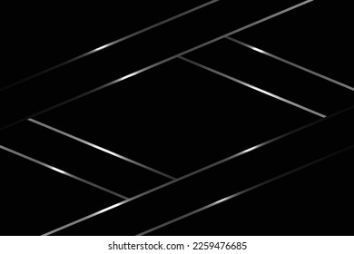 Abstract Black Silver Metal Frame Background. Vector Illustration