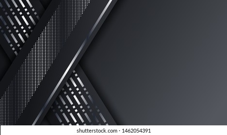 Abstract Black Silver Metallic Frame Tech Glowing Elegant Design Background Template