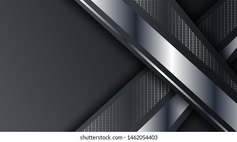 Abstract Black Silver Metallic Frame Tech Glowing Elegant Design Background Template