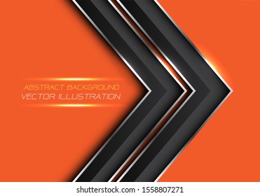 Abstract black silver twin arrow on orange background design modern luxury futuristic background vector illustration.