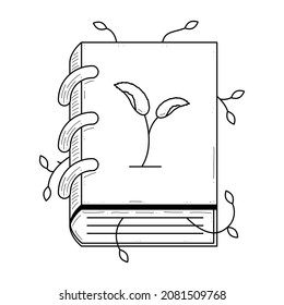 Abstraktes, einfaches Schwarzes Linienbuch mit dem Element "Plant Doodle Outline", Vektordesign-Style-Skizze einzeln auf weißem Hintergrund, Illustration zum Lesen, Erziehen, Entspannen