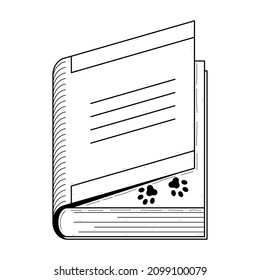 Abstract Black Simple Line Book With Footprints Doodle Outline Element Vector Design Style Sketch Isolated On White Background Illustration For Reading, Education, Relax