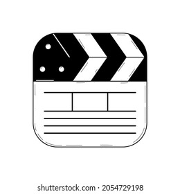 Resumen Color de la línea simple negro Clapperboard Película Cine Video Doodle Esquema de elemento Vector Diseño Esbozo de estilo Isolación Ilustración