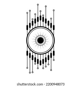 Abstract Black Simple Line Cpu, Computer, Technology Doodle Outline Element Vector Design Style Sketch Isolated On White Background Illustration