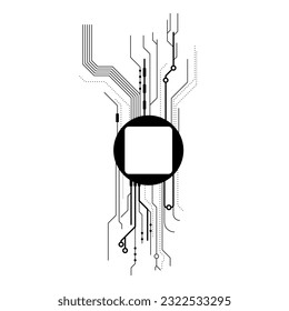 Abstract Black Simple Line Cpu, Computer, Technology Doodle Outline Element Vector Design Style Sketch Isolated On White Background Illustration