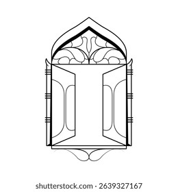 Abstract Black Simple Line Doodle Outline Window For Buildings Element Vector Design Style Sketch Isolated On White Backgorund Illustration