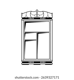 Abstract Black Simple Line Doodle Outline Window For Buildings Element Vector Design Style Sketch Isolated On White Backgorund Illustration