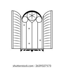 Abstract Black Simple Line Doodle Outline Window For Buildings Element Vector Design Style Sketch Isolated On White Backgorund Illustration