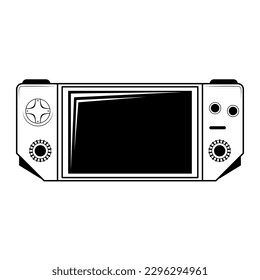 Abstract Black Simple Line Game Console Technology Doodle Outline Element Vector Design Style Sketch Isolated On White Background Illustration