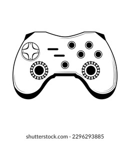 Abstract Black Simple Line Gamepad Controller Technology Doodle Outline Element Vector Design Style Sketch Isolated On White Background Illustration