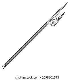Abstract Black Simple Line Metal Halberd Weapon Doodle Outline Element Vector Design Style Sketch Isolated On White Background Illustration For War, Battle