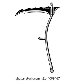 Abstract Black Simple Line Metal Scythe Doodle Outline Element Vector Design Style Sketch Isolated On White Background Illustration