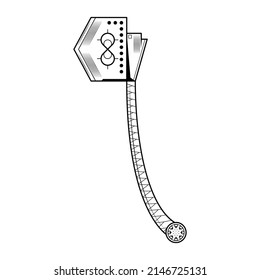 Resumen Batalla De Metal De Línea Simple NegroEsbozo De Estilo De Diseño De Elemento De Contorno De Cuadros De Cuadros De Cuerdas De Axe Aislado En Fondo Blanco Ilustración Para Guerra, Batalla