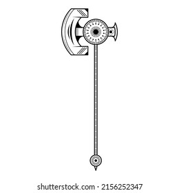Abstrakte Schwarze einfache Linie Metall-BattleAxe Blade Weapon Doodle-Element Vectordesign-Stil Skizze einzeln auf weißer Hintergrund Illustration für Krieg, Schlacht