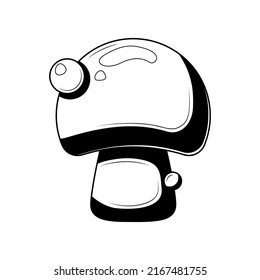 Abstract Black Simple Line Mushroom Doodle Outline Element Vector Design Style Sketch Isolated On White Background Illustration Nature Food