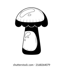 Abstrakte Schwarze einfache Linie Mushroom Doodle Outline Element Vektordesign-Style-Skizze einzeln auf weißem Hintergrund Illustration Naturfood