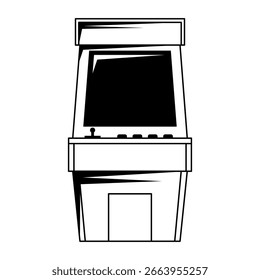Línea Abstractas Negra Simple Juegos De Máquina De Arcade Vieja Jugar Doodle Outline Elemento Diseño De Vector Estilo Sketch Aislado En Fondo Blanco Ilustración