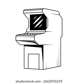 Línea Abstractas Negra Simple Juegos De Máquina De Arcade Vieja Jugar Doodle Outline Elemento Diseño De Vector Estilo Sketch Aislado En Fondo Blanco Ilustración
