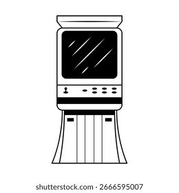 Línea Abstractas Negra Simple Juegos De Máquina De Arcade Vieja Jugar Doodle Outline Elemento Diseño De Vector Estilo Sketch Aislado En Fondo Blanco Ilustración