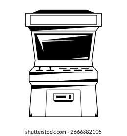 Abstrato preto simples linha velha máquina de arcade jogos jogar Doodle contorno Elemento Vetor Design Estilo Esboço isolado na ilustração de fundo branco