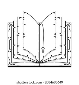 Abstract Black Simple Line Open Old Book Doodle Outline Element Vector Design Style Sketch Isolated On White Background Illustration For Reading, Education, Relax