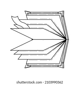 Abstract Black Simple Line Open Book With Bookmark Doodle Outline Element Vector Design Style Sketch Isolated On White Background Illustration For Reading, Education, Relax