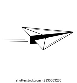 Abstract Black Simple Line Paper Plane Doodle Outline Element Vector Design Style Sketch Isolated On White Background Illustration Origami