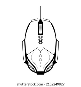 Abstract Black Simple Line PC Mouse Computer Doodle Outline Element Vector Design Style Sketch Isolated On White Background Illustration