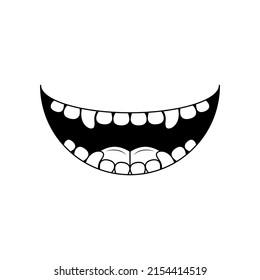 Abstract Black Simple Line People Human Smile Open Mouth With Teeth Doodle Outline Element Vector Design Style Sketch Isolated On White Background Illustration