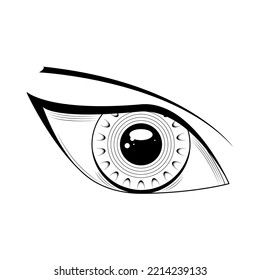 Abstract Black Simple Line People Human Eye Doodle Outline Element Vector Design Style Sketch Isolated On White Background Illustration