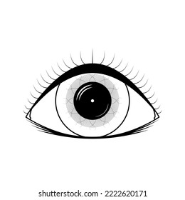 Abstract Black Simple Line People Human Eye Doodle Outline Element Vector Design Style Sketch Isolated On White Background Illustration