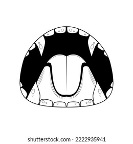 Abstrakte Schwarze einfache Linie Menschen Menschen Lächeln Open Mouth mit Zähne und Zunge Doodle Rahmenelement Vectordesign Stil Skizze einzeln auf weißer Hintergrund Illustration
