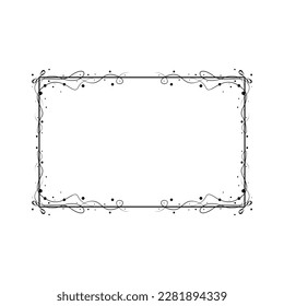 Abstract Black Simple Line Rectangular Frame Doodle Outline Element Vector Design Style Sketch Isolated Illustration For Wedding And Banner