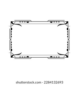 Abstract Black Simple Line Rectangular Frame Doodle Outline Element Vector Design Style Sketch Isolated Illustration For Wedding And Banner