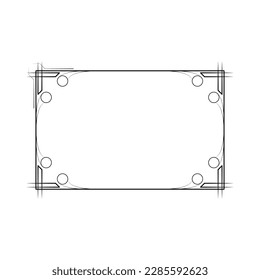 Abstract Black Simple Line Rectangular Frame Doodle Outline Element Vector Design Style Sketch Isolated Illustration For Wedding And Banner