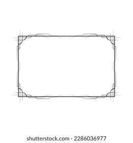 Abstract Black Simple Line Rectangular Frame Doodle Outline Element Vector Design Style Sketch Isolated Illustration For Wedding And Banner