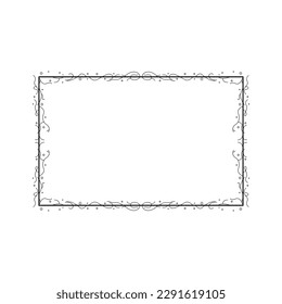 Abstract Black Simple Line Rectangular Frame Doodle Outline Element Vector Design Style Sketch Isolated Illustration For Wedding And Banner