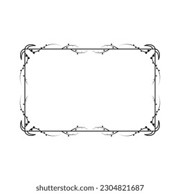 Abstract Black Simple Line Rectangular Frame Doodle Outline Element Vector Design Style Sketch Isolated Illustration For Wedding And Banner