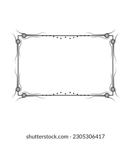 Abstract Black Simple Line Rectangular Frame Doodle Outline Element Vector Design Style Sketch Isolated Illustration For Wedding And Banner