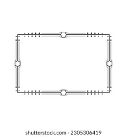 Abstract Black Simple Line Rectangular Frame Doodle Outline Element Vector Design Style Sketch Isolated Illustration For Wedding And Banner