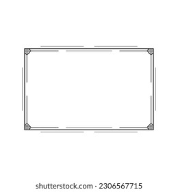 Abstract Black Simple Line Rectangular Frame Doodle Outline Element Vector Design Style Sketch Isolated Illustration For Wedding And Banner