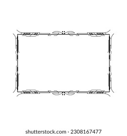 Abstract Black Simple Line Rectangular Frame Doodle Outline Element Vector Design Style Sketch Isolated Illustration For Wedding And Banner