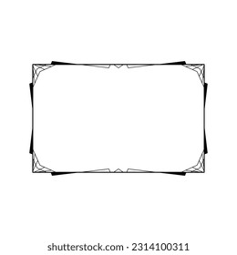 Abstract Black Simple Line Rectangular Frame Doodle Outline Element Vector Design Style Sketch Isolated Illustration For Wedding And Banner