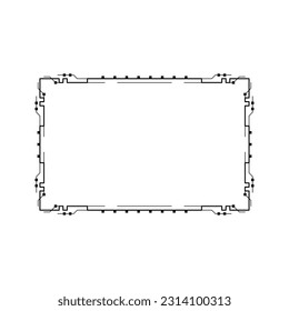 Abstract Black Simple Line Rectangular Frame Doodle Outline Element Vector Design Style Sketch Isolated Illustration For Wedding And Banner