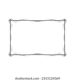 Abstract Black Simple Line Rectangular Frame Doodle Outline Element Vector Design Style Sketch Isolated Illustration For Wedding And Banner