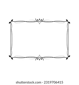 Abstract Black Simple Line Rectangular Frame Doodle Outline Element Vector Design Style Sketch Isolated Illustration For Wedding And Banner