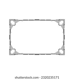 Abstract Black Simple Line Rectangular Frame Doodle Outline Element Vector Design Style Sketch Isolated Illustration For Wedding And Banner