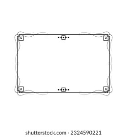 Abstract Black Simple Line Rectangular Frame Doodle Outline Element Vector Design Style Sketch Isolated Illustration For Wedding And Banner