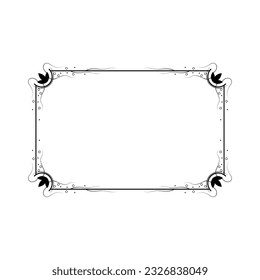 Abstract Black Simple Line Rectangular Frame Doodle Outline Element Vector Design Style Sketch Isolated Illustration For Wedding And Banner