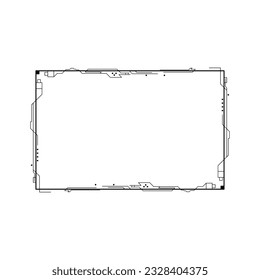 Abstract Black Simple Line Rectangular Frame Doodle Outline Element Vector Design Style Sketch Isolated Illustration For Wedding And Banner